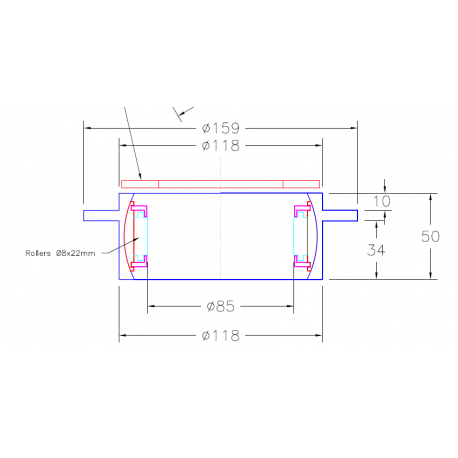 COMPLETE TOP BEARING INCLUDING ALUMINIUM OUTER RACE AND INNER BALL Ø 85 WITH ROLLERS