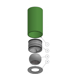 COMPLETE BOTTOM BEARING INCLUDING ALUMINIUM OUTER RACE AND INNER BALL Ø 60 WITH ROLLER + GRP TUBE Ø 110S