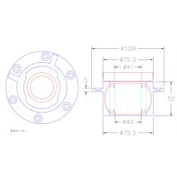 COMPLETE TOP BEARING INCLUDING ALUMINIUM OUTER RACE AND INNER BALL Ø 40 WITH ROLLERS