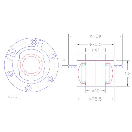 COMPLETE TOP BEARING INCLUDING ALUMINIUM OUTER RACE AND INNER BALL Ø 40 WITH ROLLERS