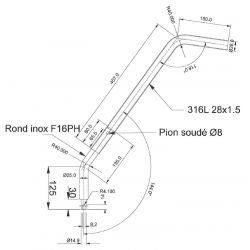 STAINLESS STEEL EMERGENCY TILLER WITH CONNECTION - OFCET 32