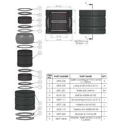 COMPLETE BOTTOM BEARING INCLUDING ALUMINIUM OUTER RACE AND INNER BALL Ø 100 WITH ROLLERS